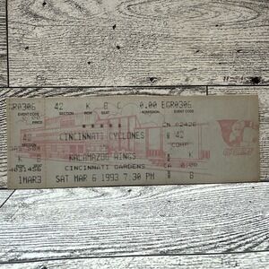 Cincinnati Cyclones vs‎  Kalamazoo Wings 3-6-93 Full Ticket Stub - 8
